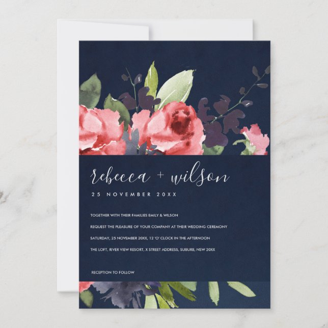 MARINHO ROSA VERMELHA PÉNIA FLORA WATERCOLOR BUNCH (Frente)