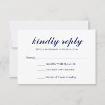 Marinho RSVP de Casamento de Script Moderno Elegan