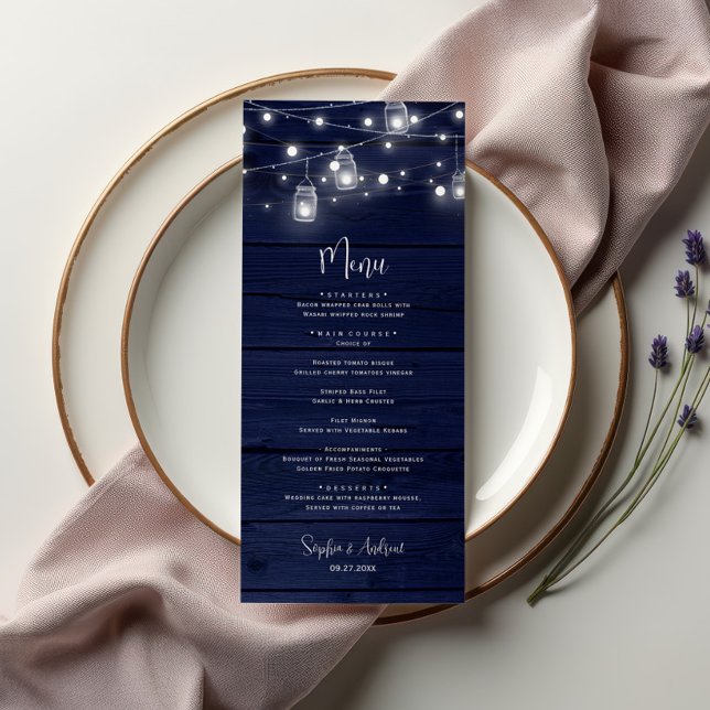 Marinho Russo Mason Jars Light Flat Menu (Criador carregado)