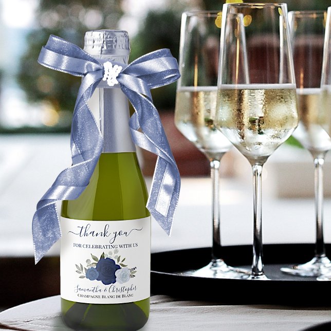 Marinho Russo Rosas Azuis Casamento Obrigado Mini (Criador carregado)