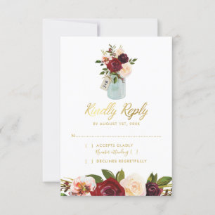 Marinho rústico RSVP Wedding Dourado de Borgonha