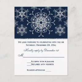 Marinho Silver Glitter LOOK Snowflakes RSVP Card