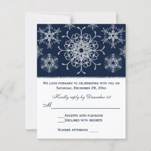Marinho Silver Glitter LOOK Snowflakes RSVP Card