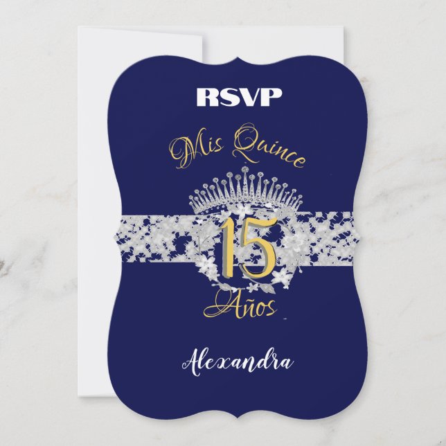 Marinho Silver Quinceanera Vintage Boho RSVP Espan (Frente)