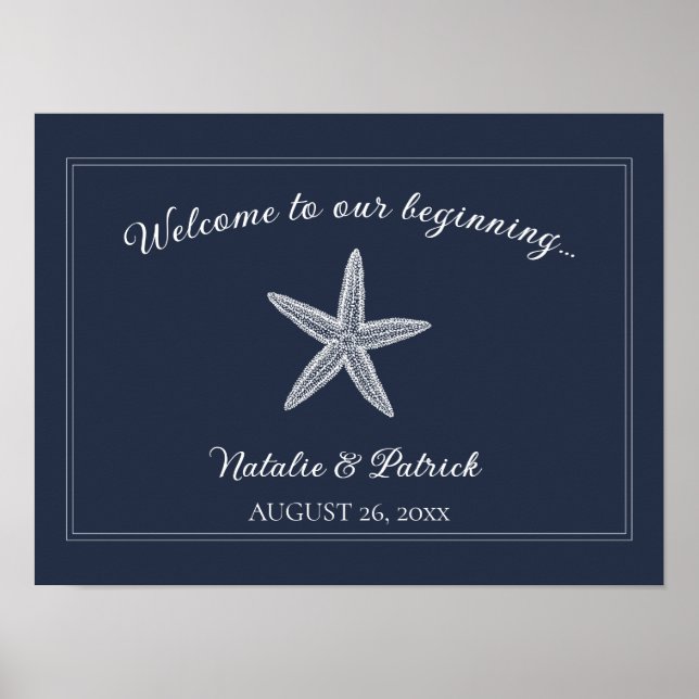 Marinho Starfish Wedding Poster (Frente)