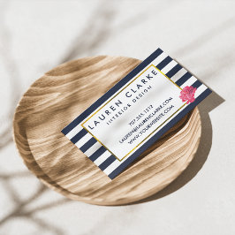 Marinho Stripe e Cartões de visitas cor-de-rosa