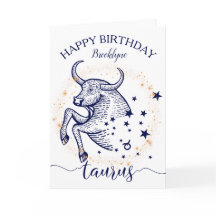 Marinho Taurus Zodiac e Cartão de Aniversário Mono