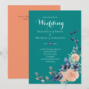 Marinho Teal Coral Floral Budget Stationery