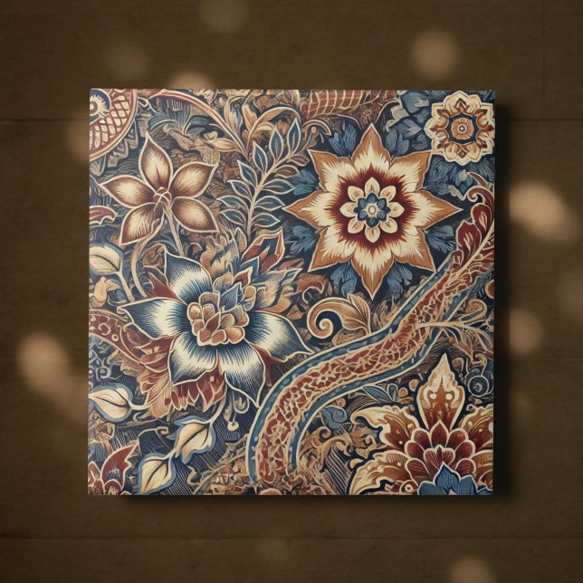 Marinho Terracotta Batik Boho Watercolor Floral (Criador carregado)