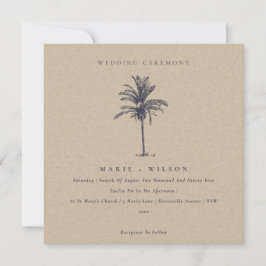 Marinho Tropical Palm Tree Convite de casamento Kr