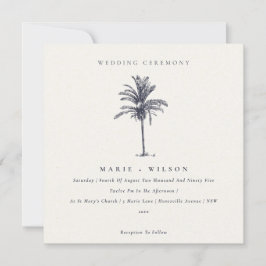 Marinho Tropical Palm Tree Convite de casamento Kr