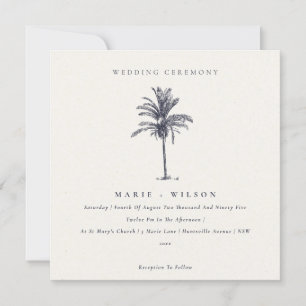 Marinho Tropical Palm Tree Convite de casamento Kr
