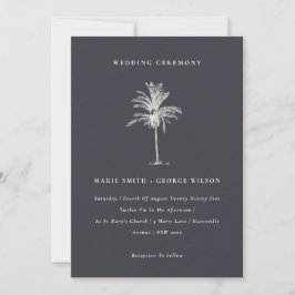 Marinho Tropical Palm Tree Convite de casamento Kr