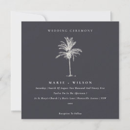 Marinho Tropical Palm Tree Convite de casamento Kr
