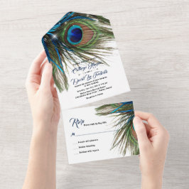 Marinho Turquoise Peacock Feather Boho Casamento