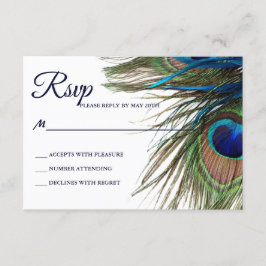 Marinho Turquoise Peacock Feather Boho Weding RSVP