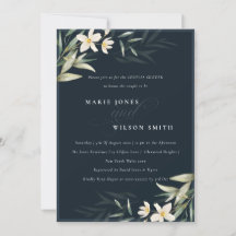 Marinho Verde Branco Casais Florais Convite Chá