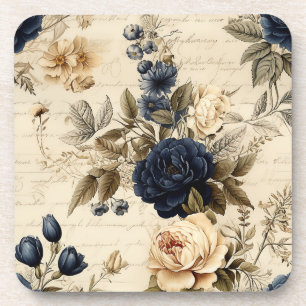 Marinho Vintage e Porta copos de Casamento de Flor