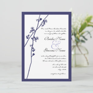 Marinho Wild Flower Branches Convite de Casamento