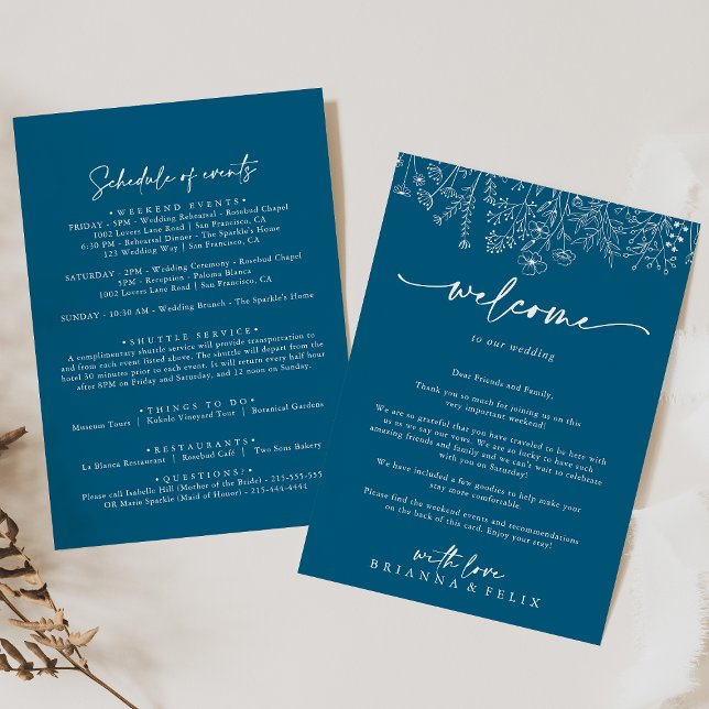 Marinho Wildflower Wedding - Letra de boas-vindas (Criador carregado)