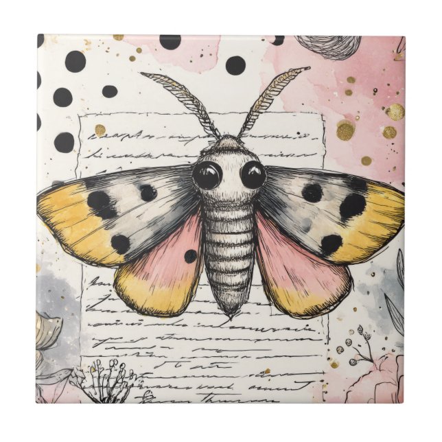 Mariposa Rosa e Dourada Caprichosa (Frente)