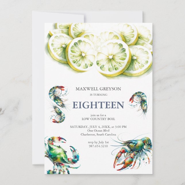 Marisco ferve 18º aniversário do convite (Frente)