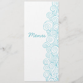 Mariscos de praia azul-branco menu de casamento