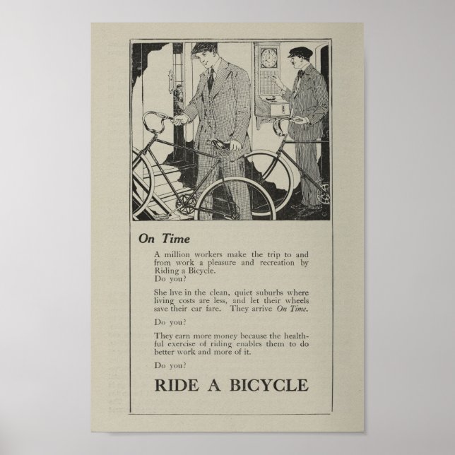 marketing de Bicicleta de 1917 e Poster de Arte (Frente)
