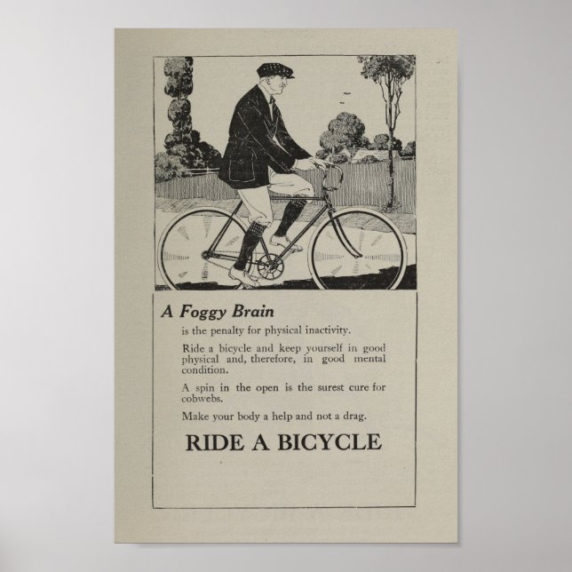 marketing de Bicicleta de 1917 e Poster de Arte (Frente)