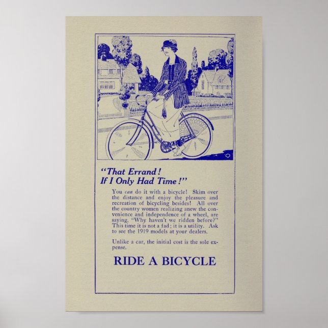 marketing de Bicicleta de 1917 e Poster de Arte (Frente)