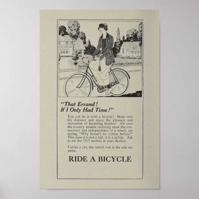 marketing de Bicicleta de 1917 e Poster de Arte (Frente)