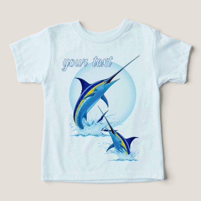 Marlin Azul Saltando do Oceano (Design frontal)