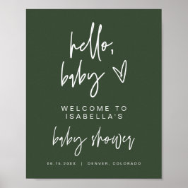 MARLO Boho Forest Green Baby Shower Welcome Poster
