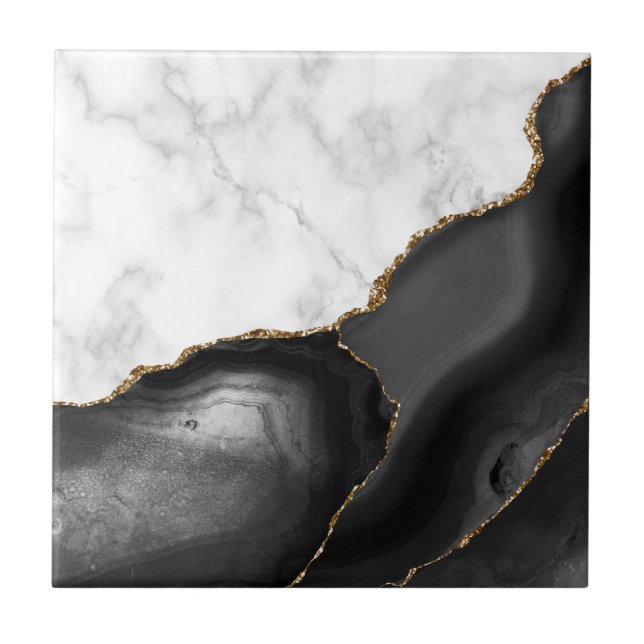 Mármaco Branco Dourado de Agitação Preta (Frente)