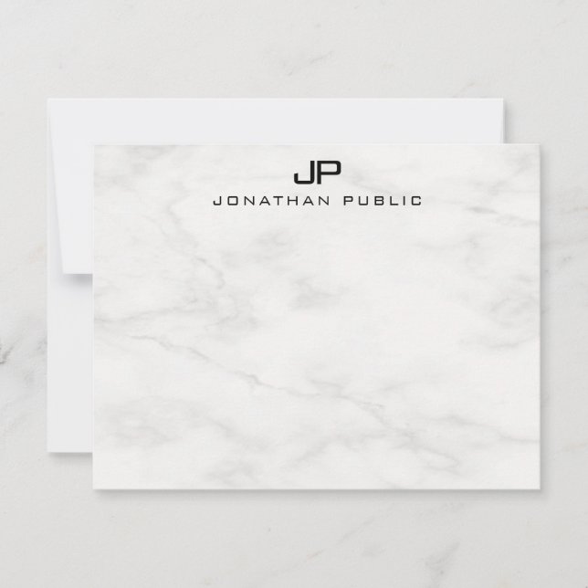 Mármaco Branco Elegante Monograma Modelo Moderno (Frente)