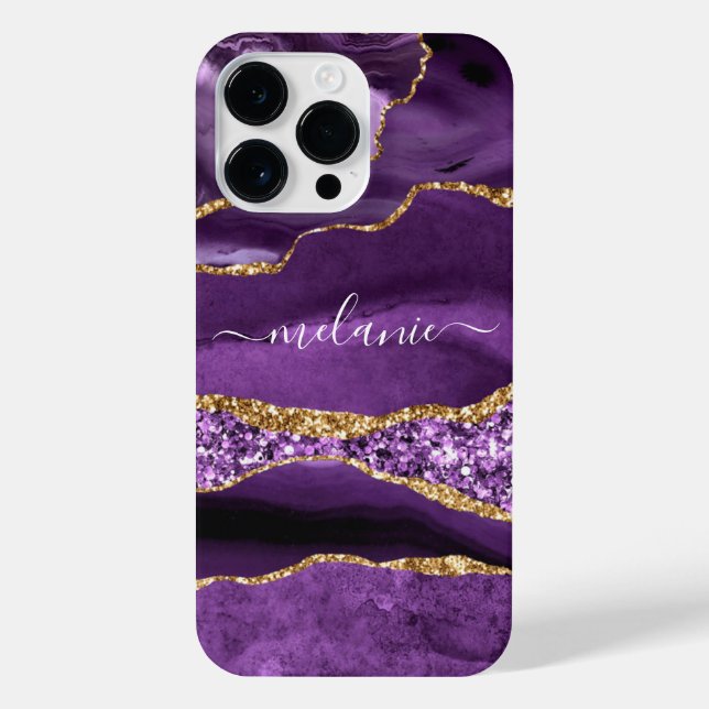 Mármaco Dourado Roxo, Seu Nome capas de iphone (Verso)