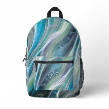 Mármaco Elegante Azul Turquesa Adicionar Seu Monog