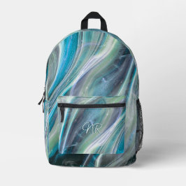 Mármaco Elegante Azul Turquesa Adicionar Seu Monog