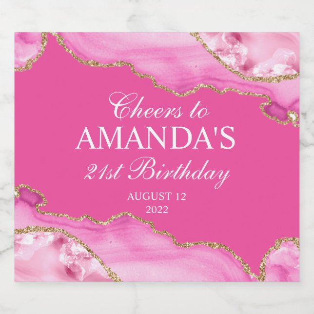 Mármaco rosa e agata Dourada (Rótulo Único)