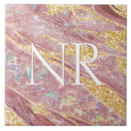 Mármaco Rosa Esmagado Elegante e Monograma com Lob