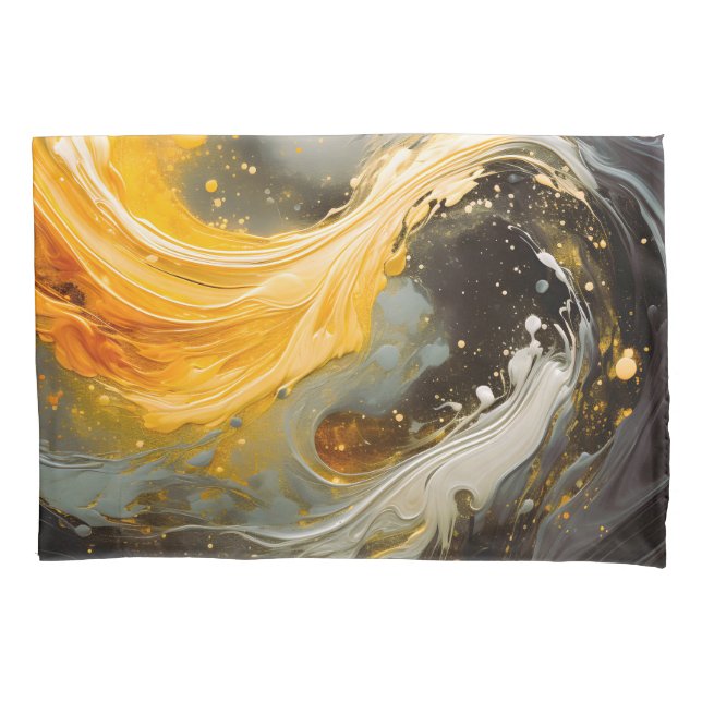 Mármore Abstrato Dourado Ondas Modernas (Frente)