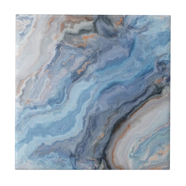 Mármore Azul com Decoração Bonito Dourada Preta (Frente)