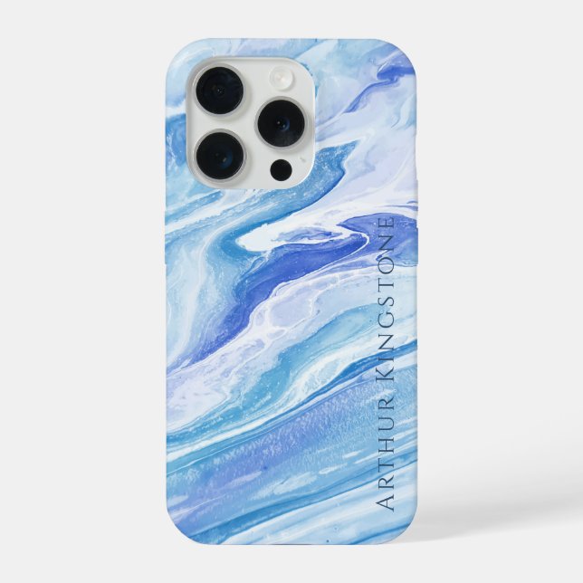 Mármore azul de paisagem turquesa personalizável (Verso)