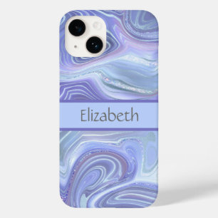 Mármore Azul Roxo Prata Brilho Monograma