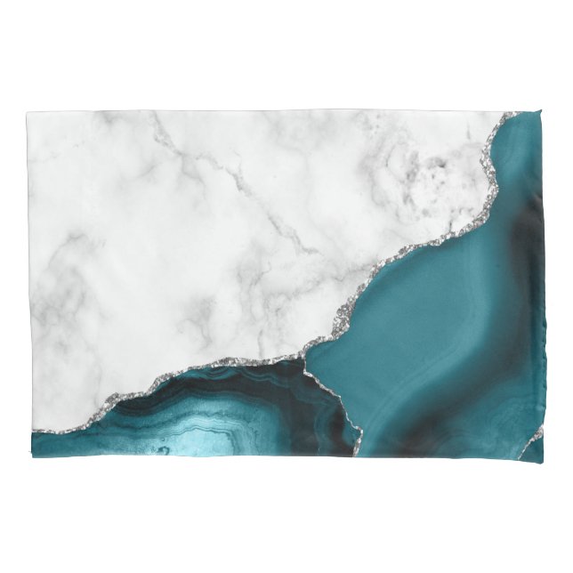 Mármore Branco Azul Turquesa Ágata Prata (Frente)