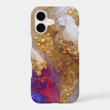 Mármore Branco com Ondulações e Ouro Líquido