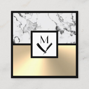 Mármore branco e cartão de visita de ouro quadrado