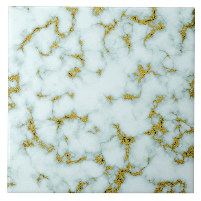 Mármore Branco e Dourado| Azulejo cerâmico persona (Frente)