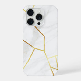 Mármore Branco Elegante e Dourado Geométrico Kints