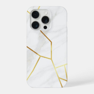 Mármore Branco Elegante e Dourado Geométrico Kints